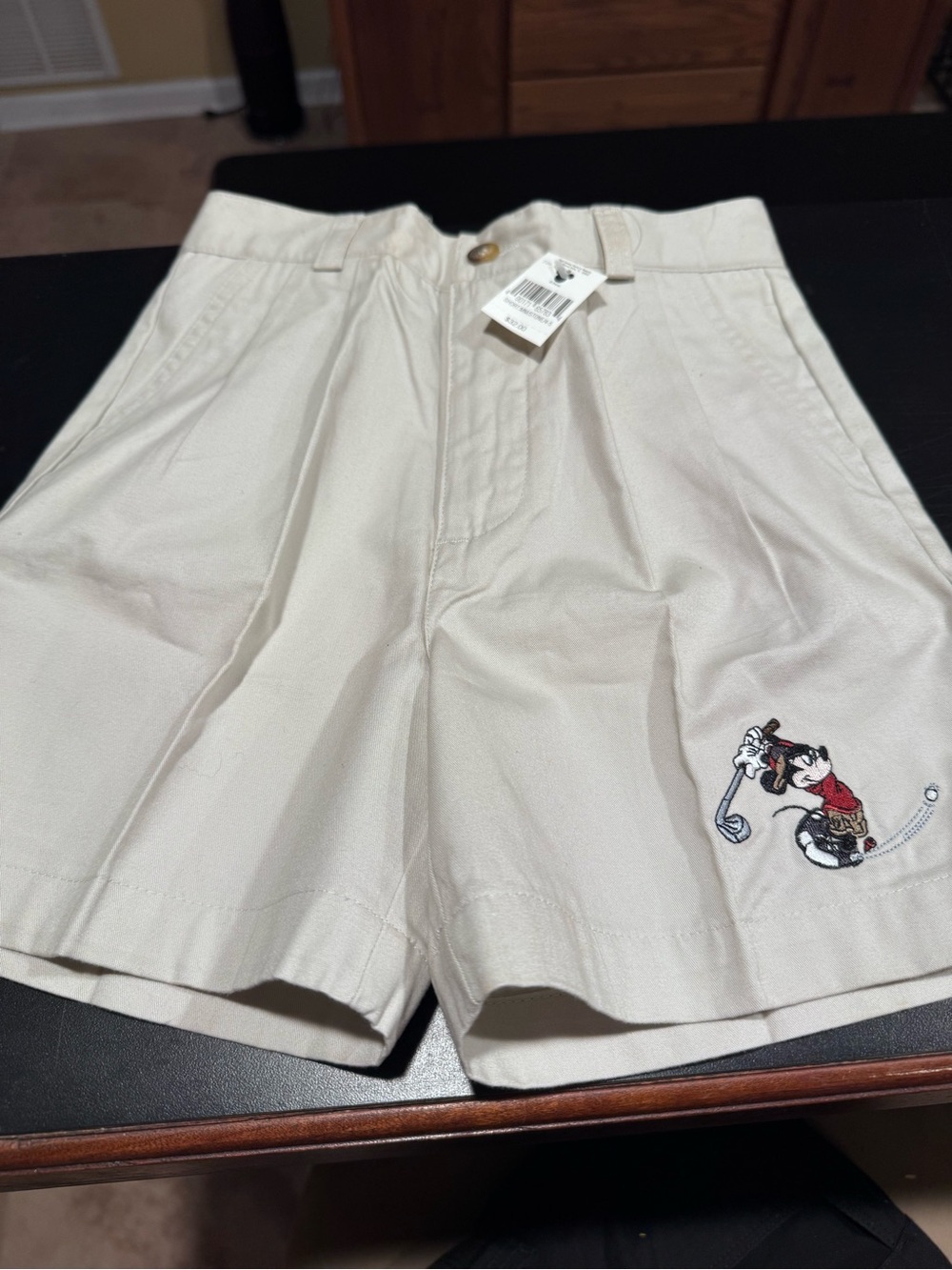 NWT Disney Boy’s Cream Golf Embroidered Shorts